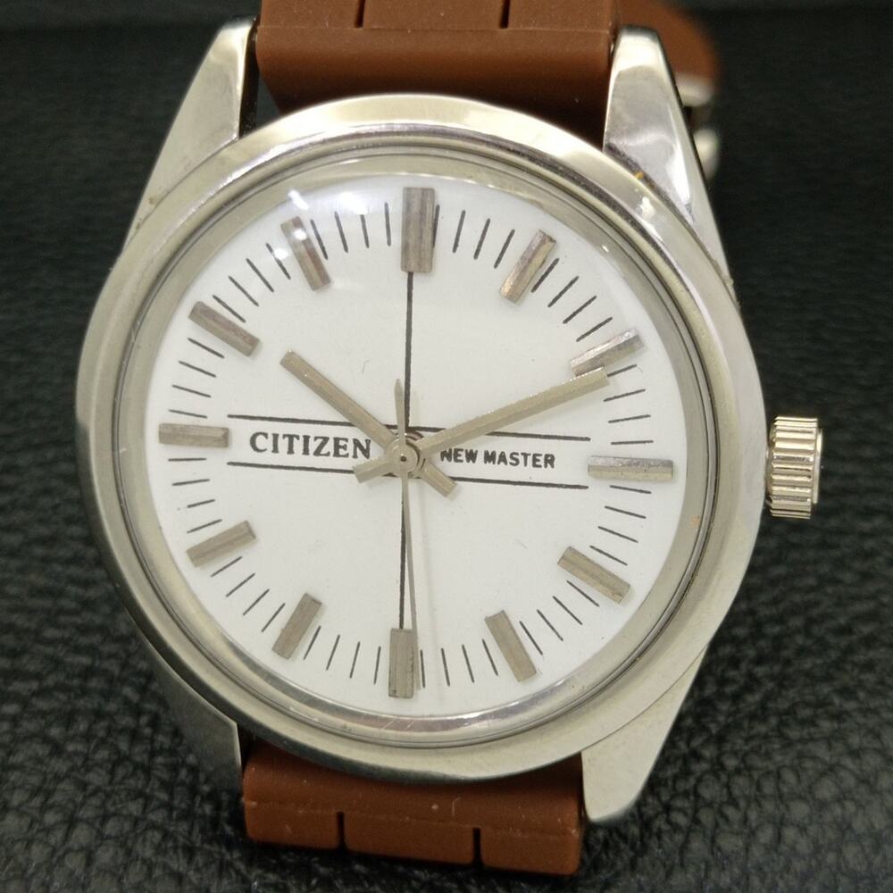 Vintage 1980 Citizen Automatic Mens Silver Watch W/Rubber Strap & White accents - Picture 3 of 8